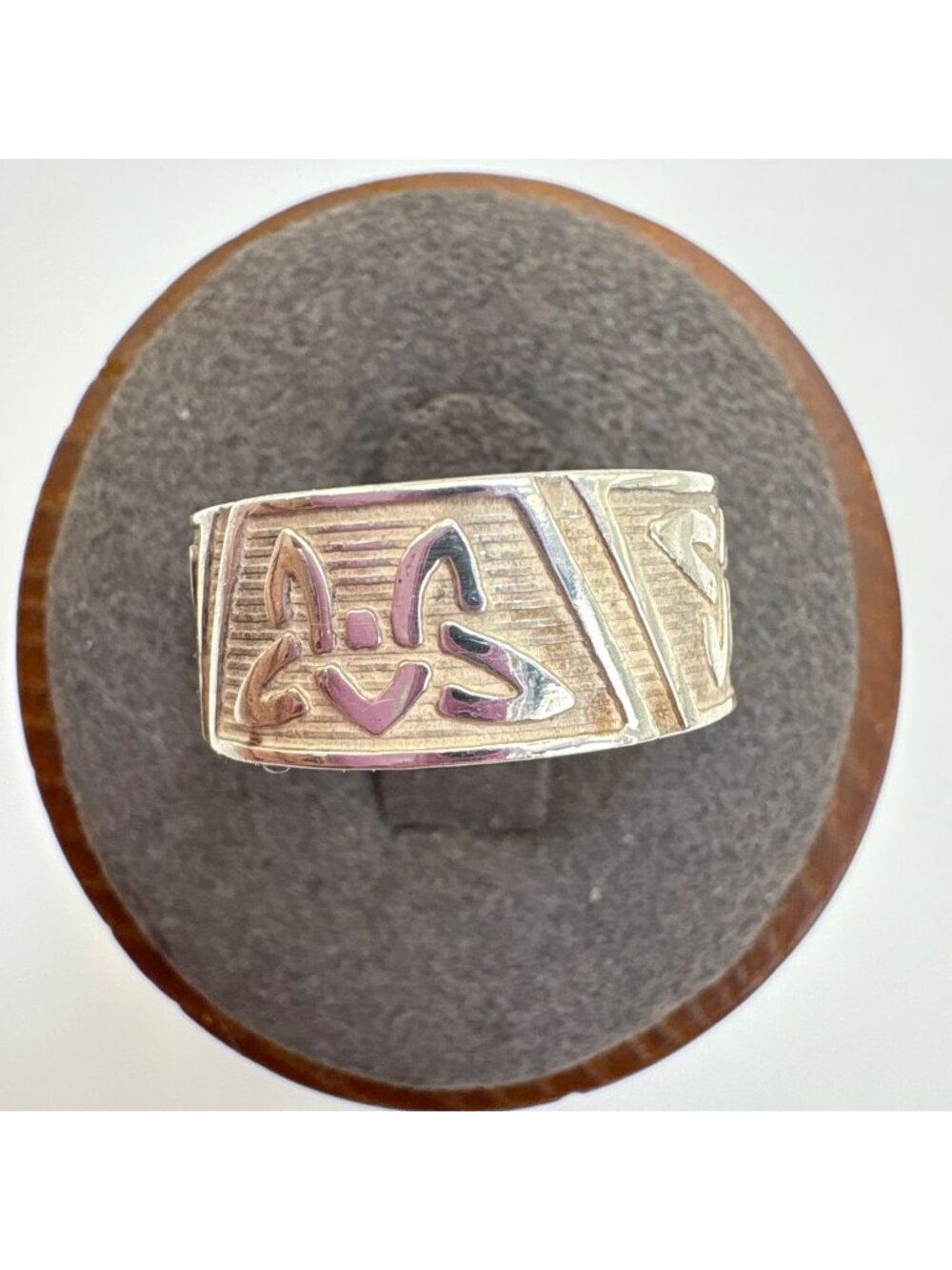 Ornate Sterling Silver 925 Textured Design Band Ring Size 7